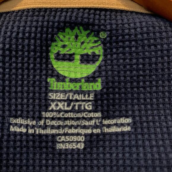 TIMBERLAND Mens Navy Blue Waffle Knit Thermal Shirt Gorpcore Work Shirt Size XXL - Picture 2 of 11